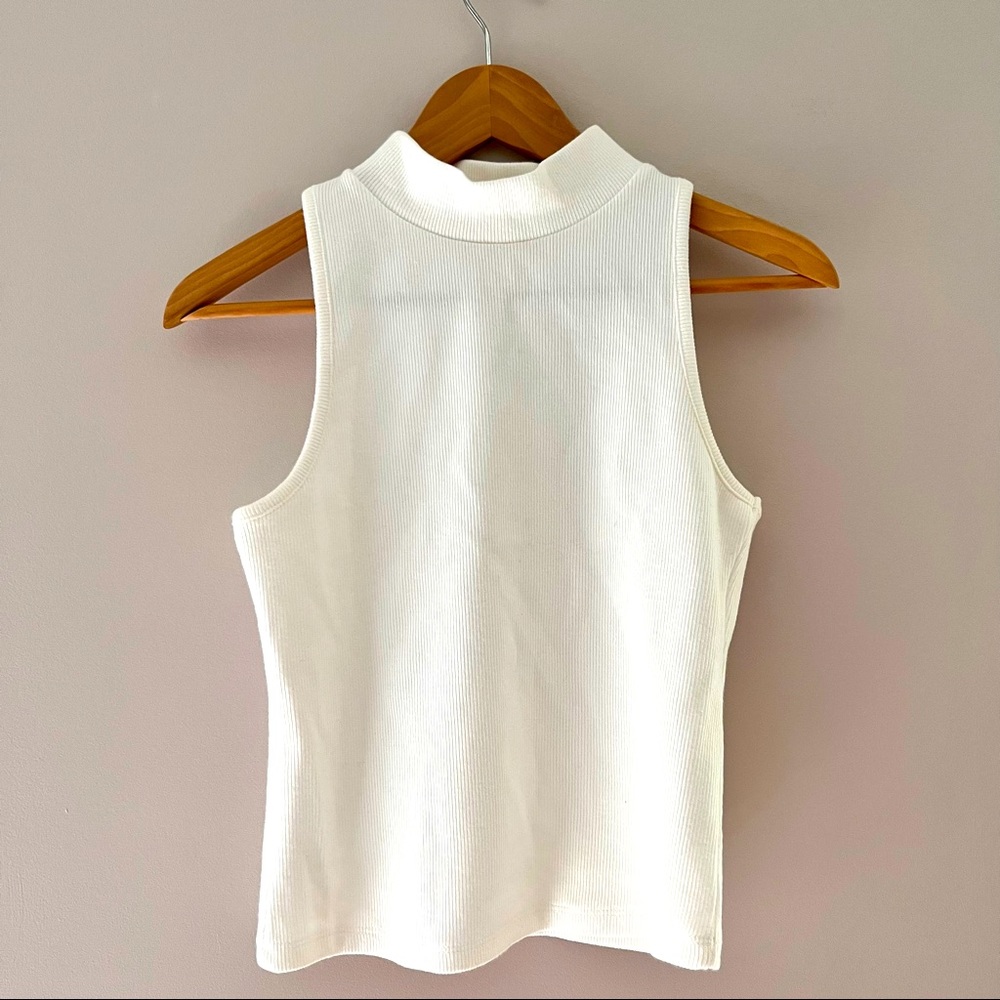 Sleeveless cropped mock turtleneck top